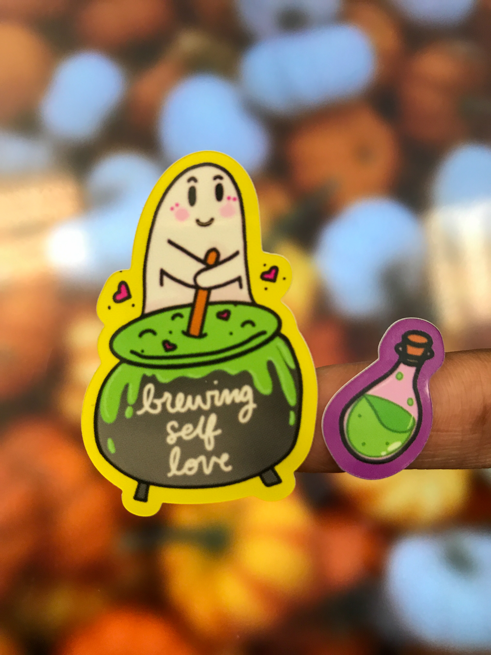 Brewing Self Love Ghost sticker and Potion Bottle sticker